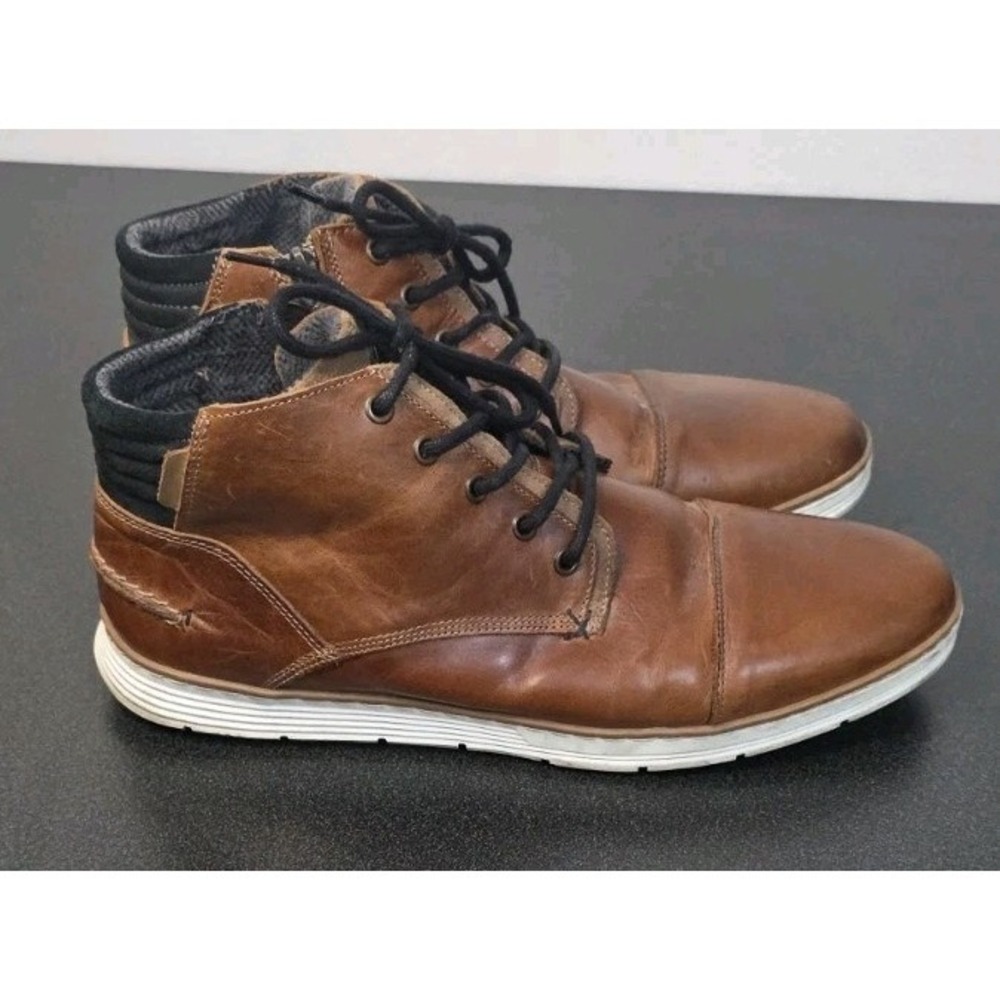 Mens Bullboxer Adyn Chukka Brown Side Zipper Cap Toe Boots Sz 12 Casual Office